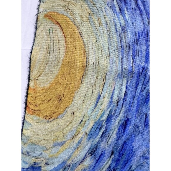 Cashmere Wool Blend VAN GOGH Starry Night Scarf Shawl Wrap Tassels - Picture 4 of 8